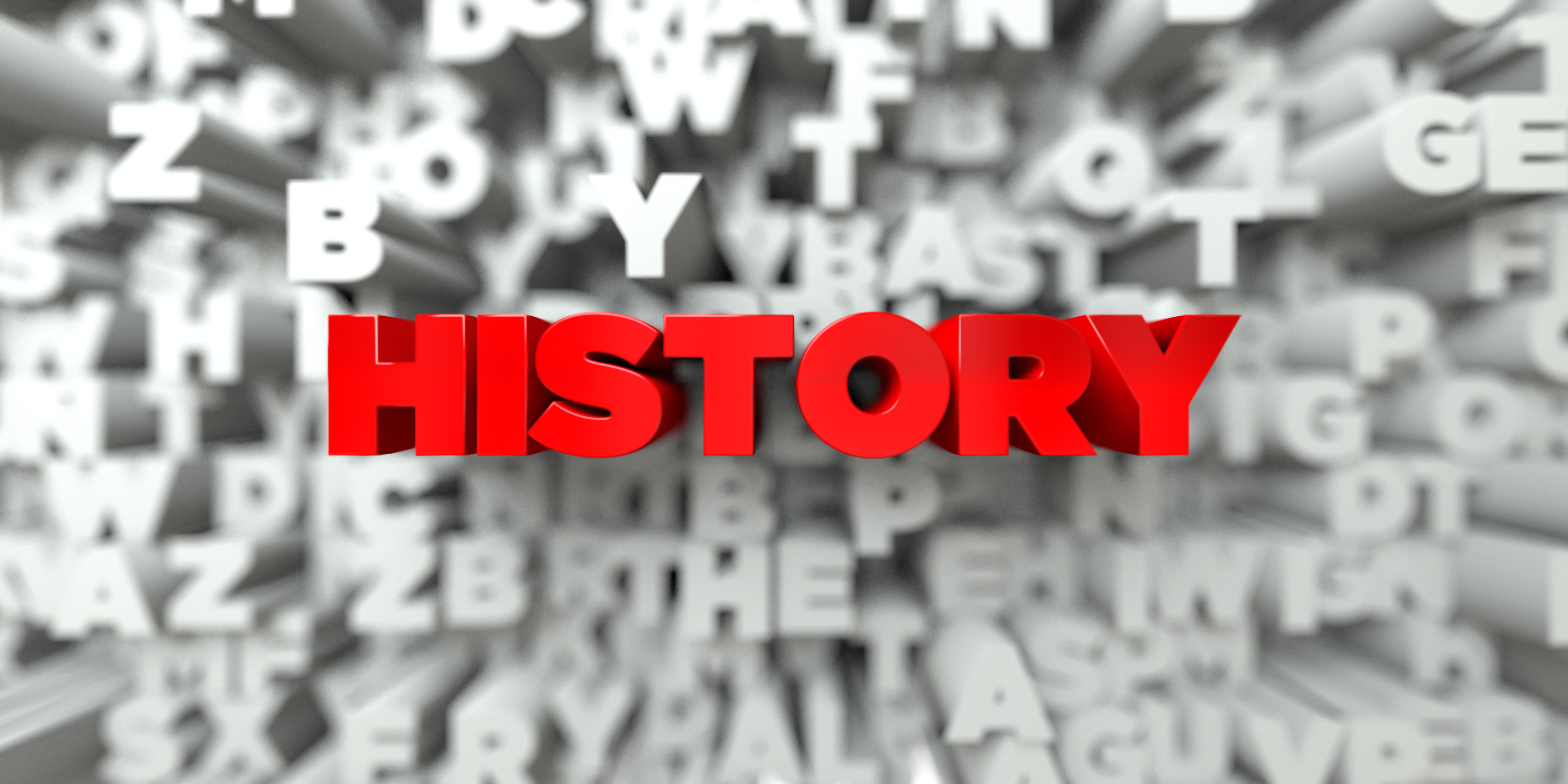 HISTORY - 3D stock image of Red text on white background