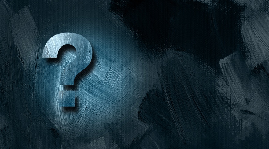 Question mark graphic on textured background