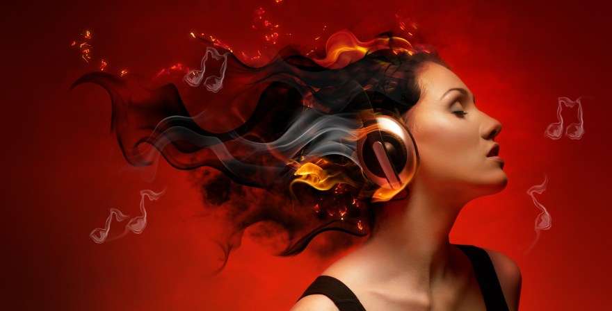 girl with headphones