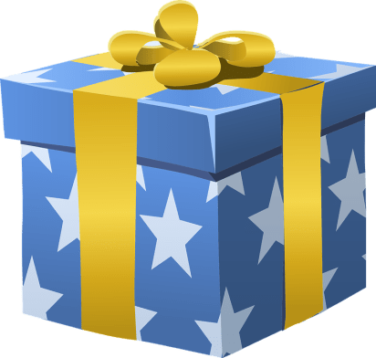 Bow yellow blue box image gift