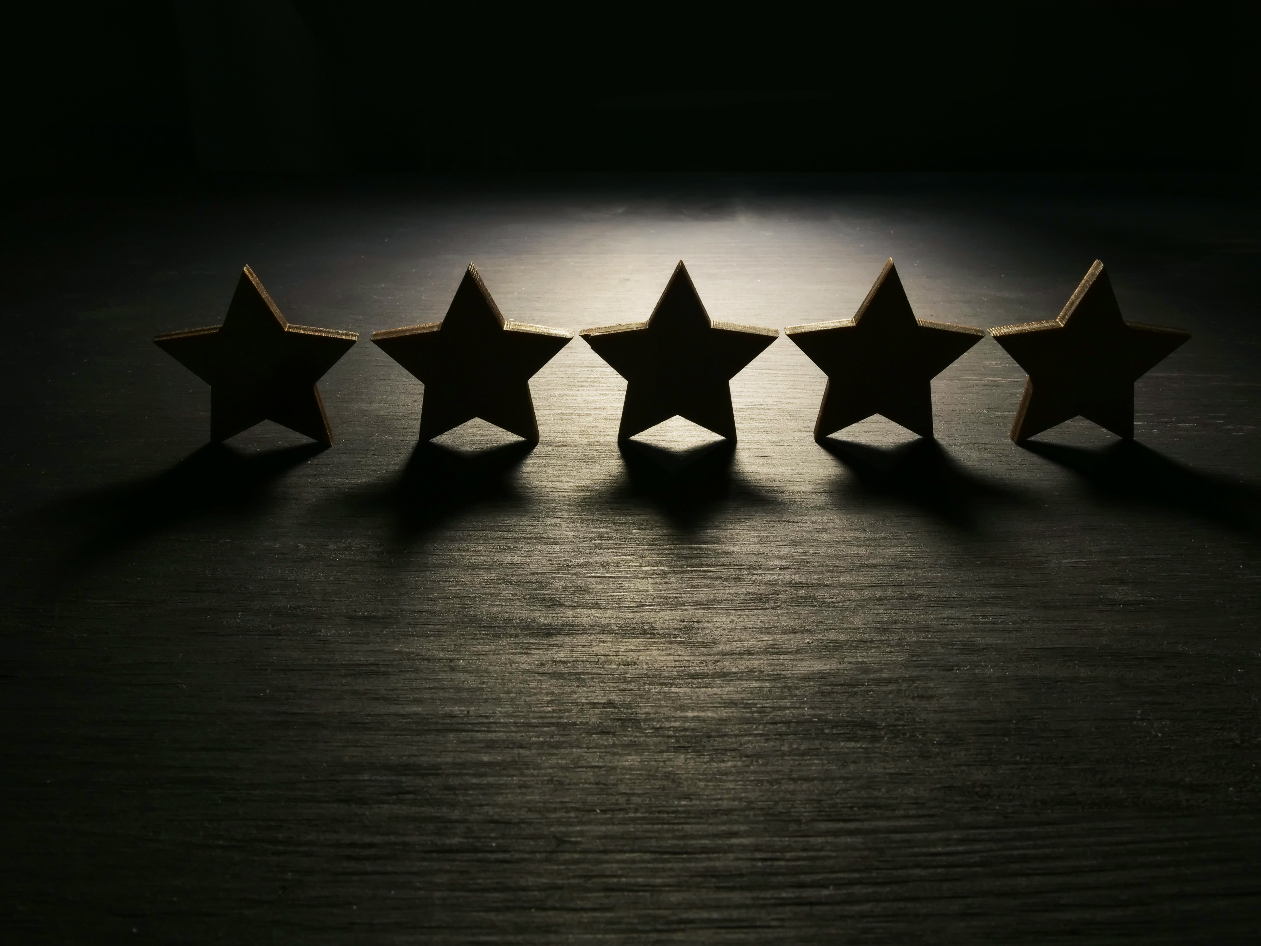 Five stars in the dark. Customer experience and satisfaction concept.