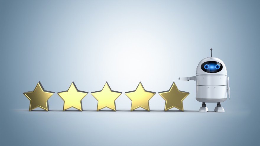 Android robot with five stars