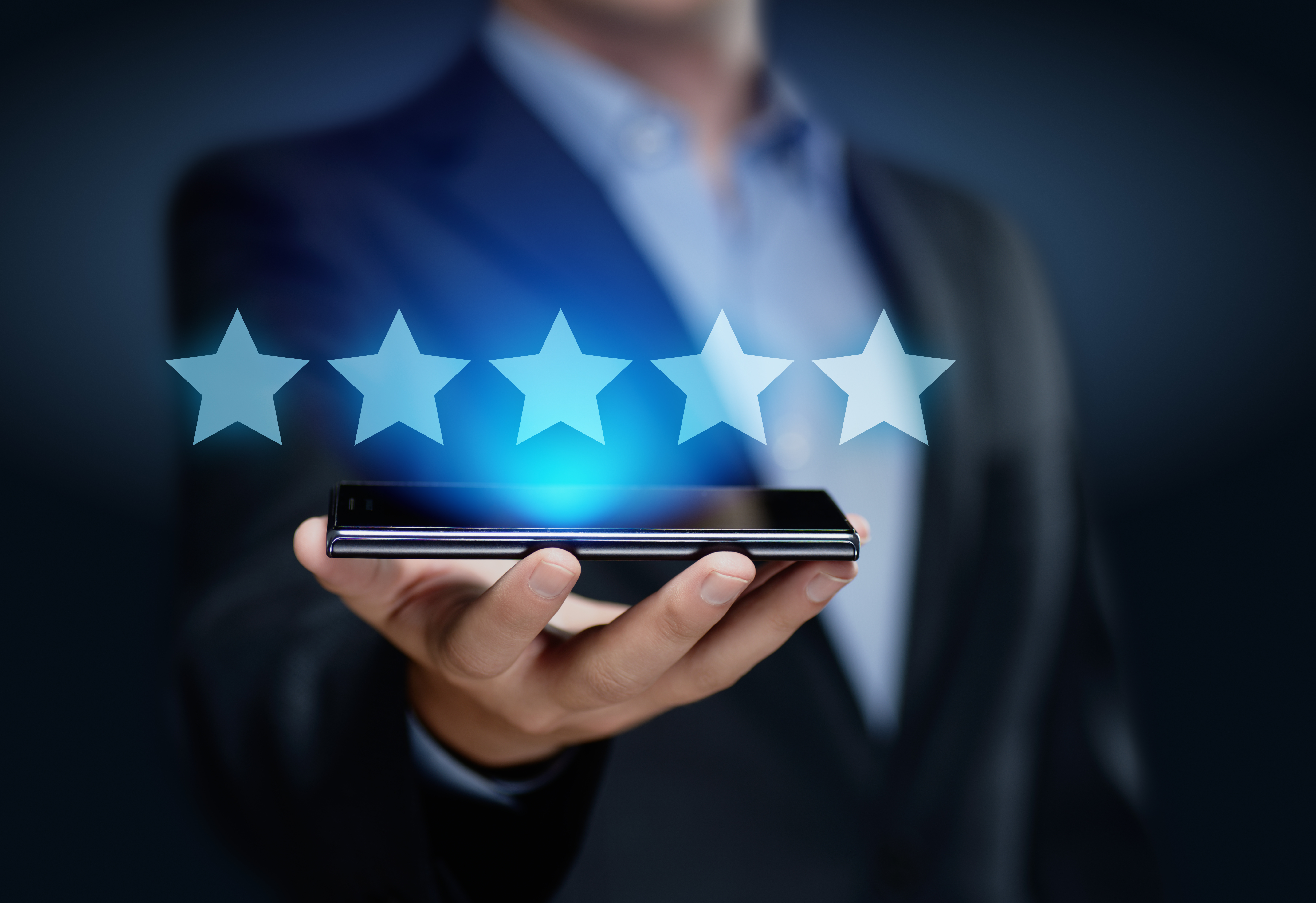 5 Five Stars Rating Quality Review Best Service Business Internet Marketing Concept