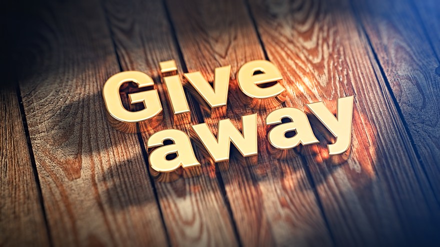 Word Giveaway on wood planks